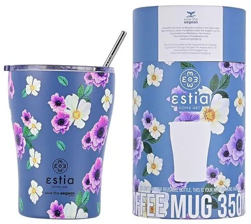 Estia Θερμός Coffee Mug Save The Aegean 350ml Garden Blue 01-16883