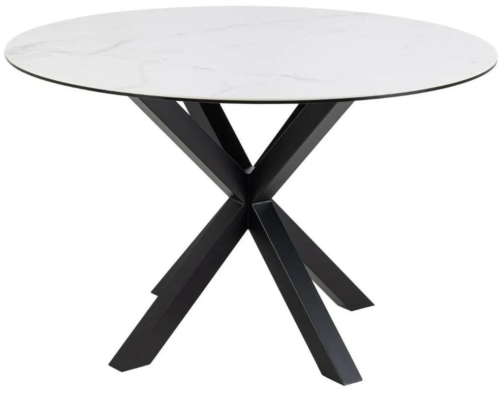 Τραπέζι Oakland 1008, Λευκό μάρμαρο, Μαύρο, 76cm, 46 kg, Κεραμικός, Γυαλί, Μέταλλο | Epipla1.gr