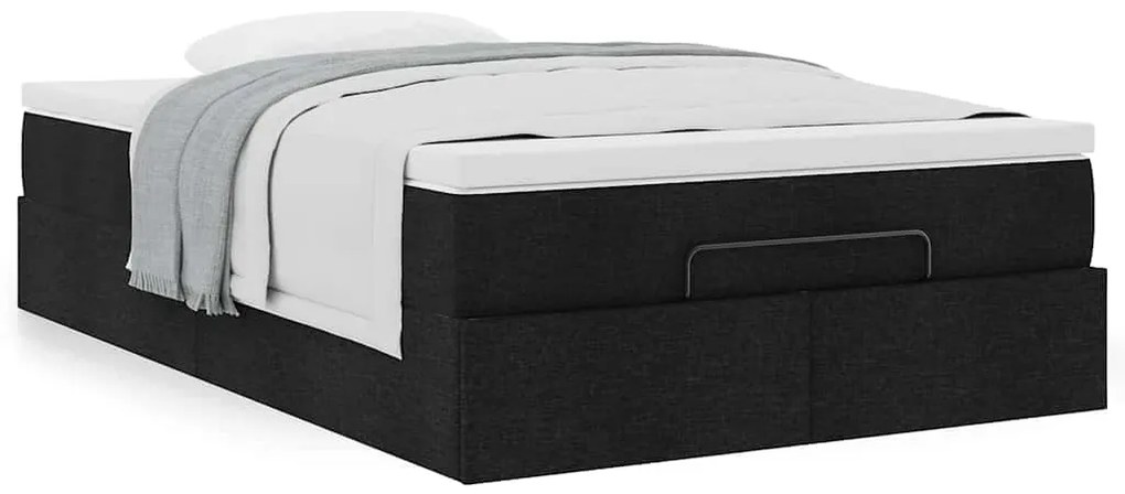 vidaXL Οθωμανικό κρεβάτι με στρώμα Μαύρο 120x190 cm Ύφασμα