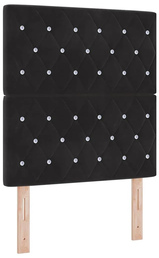 vidaXL Κρεβάτι με ελατήρια με στρώμα Μαύρο 80 x 200 cm Βελούδο