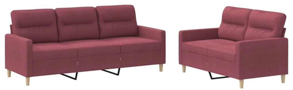 vidaXL Πολυθρόνες Σετ 2 Τεμαχίων Μπορντό από Ύφασμα με Μαξιλάρια