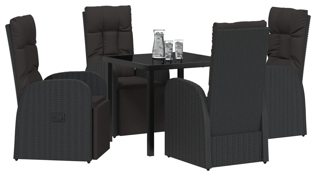 vidaXL Ανακλινόμενες Καρέκλες Κήπου 5 pcs Μαύρο 80 x 80 x 73 εκ