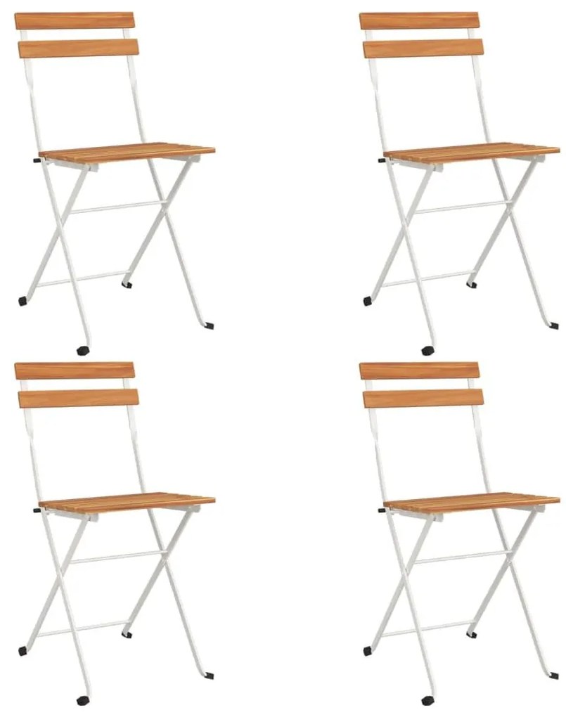Καρέκλες Bistro Πτυσσόμενες 4 τεμ. Μασίφ Ξύλο Ακακίας + Ατσάλι - Καφέ