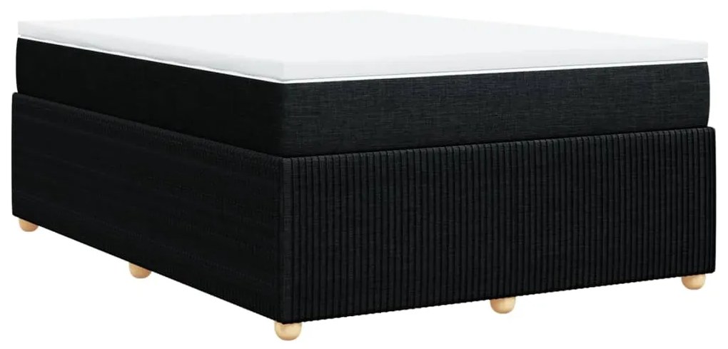 vidaXL Κρεβάτι Boxspring με Στρώμα Μαύρο 140x200 εκ. Υφασμάτινο