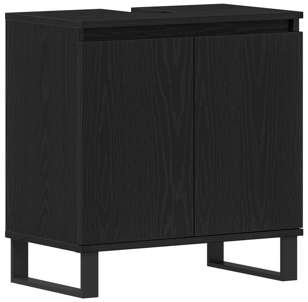 vidaXL Νιπτήρας Μπάνιου Μαύρο Δρυς 58x33x60 εκ. Επεξεργασμένο ξύλο