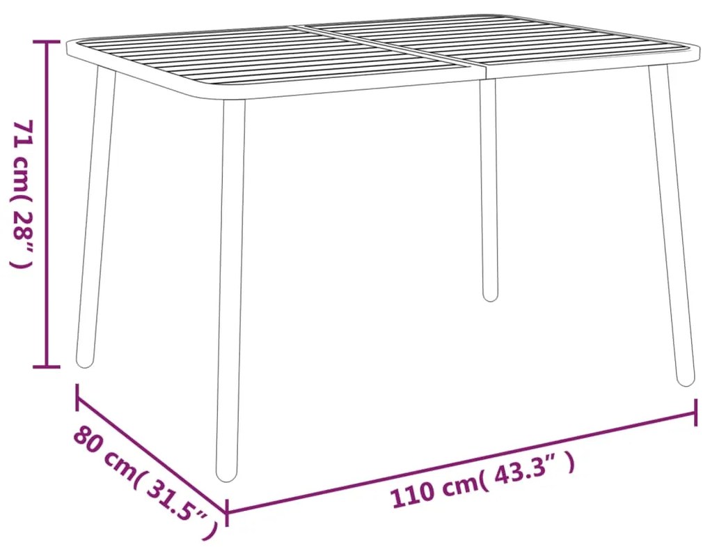 vidaXL Τραπέζι Κήπου Ανθρακί 110x80x71 εκ. Ατσάλινο