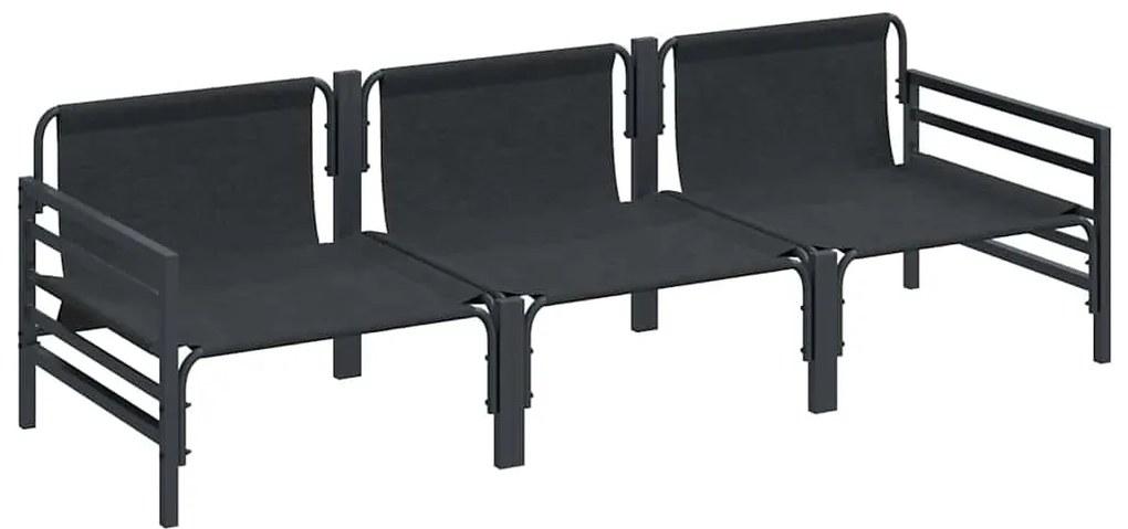 vidaXL Σετ Καναπέ Κήπου με μαξιλάρι 3 pcs Μαύρο Ατσάλι