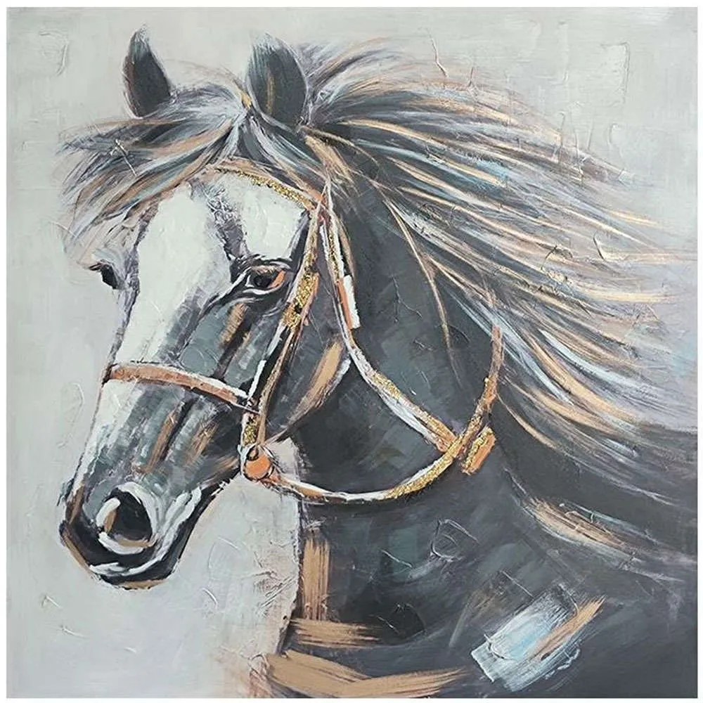 Πίνακας Καμβάς Horse 108-124-046 100x3x100cm Multi Τετράγωνοι Canvas