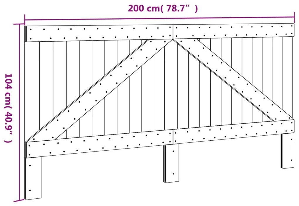 vidaXL Κεφαλάρι 200x104 εκ. από Μασίφ Ξύλο Πεύκου