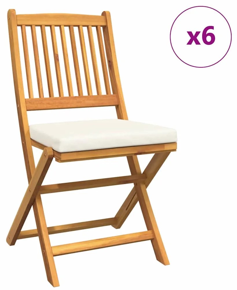 vidaXL Πτυσσόμενη Καρέκλα με μαξιλάρι 6 pcs Λευκό 49 x 57.5 x 92εκ