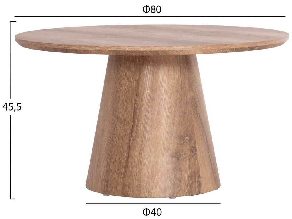 ΤΡΑΠΕΖΙ ΣΑΛΟΝΙΟΥ KARAN HM18028 MDF ΣΕ ΦΥΣΙΚΟ ΧΡΩΜΑ ΞΥΛΟΥ Φ80x45,5Υεκ.