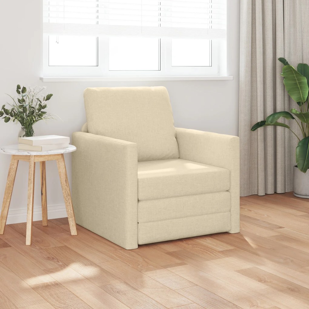 vidaXL Πολυθρόνα Κρεβάτι 2 σε 1 Κρεμ 74x77x81 εκ Υφάσμα