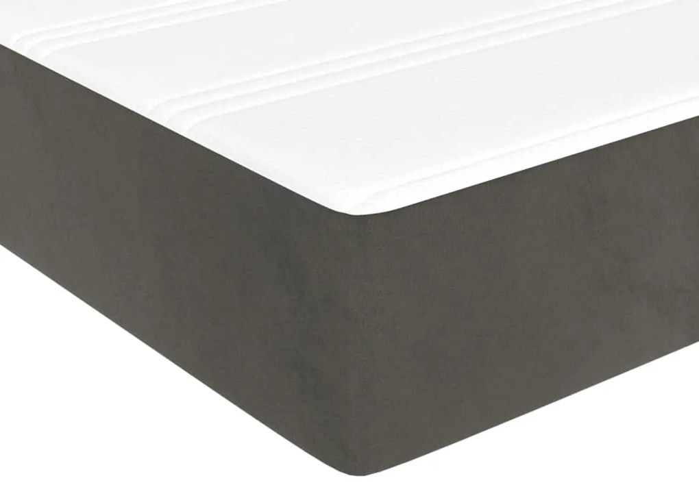 Κρεβάτι Boxspring με Στρώμα Σκούρο Γκρι 200x200 εκ. Βελούδινο - Γκρι