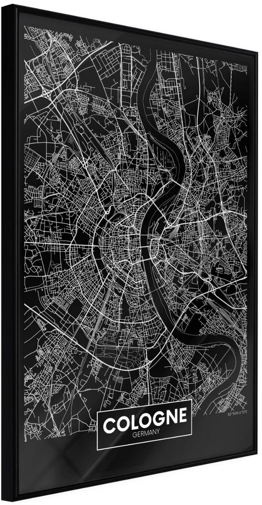 Αφίσα - City Map: Cologne (Dark) - 20x30 - Μαύρο - Χωρίς πασπαρτού