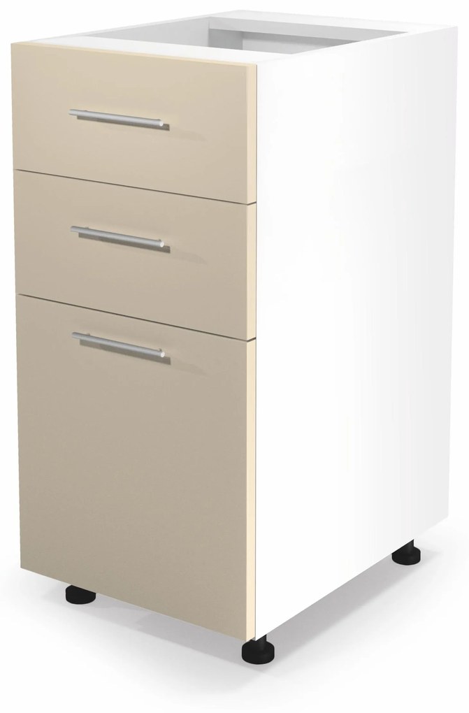 VENTO DS3-40/82 lower cabinet with drawers, color: white / beige DIOMMI V-UA-VENTO-D3S_H-40/82-BEŻOWY