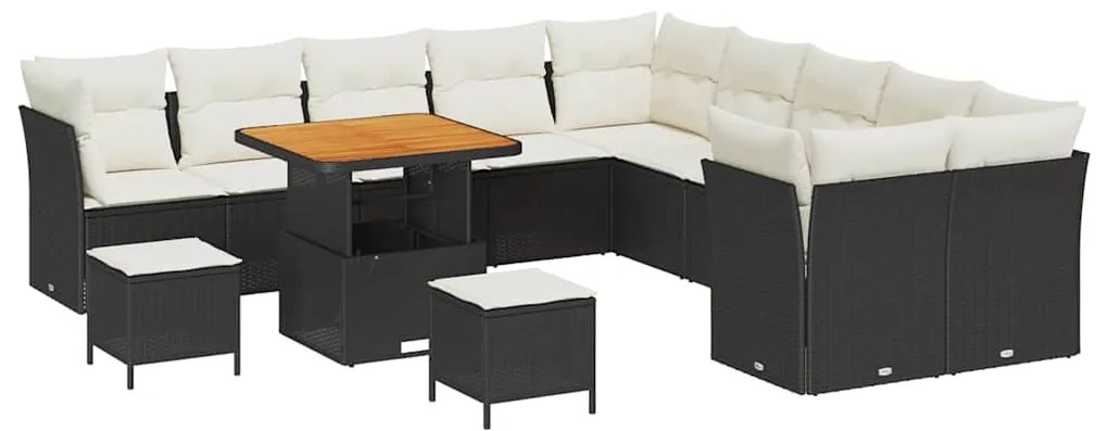 vidaXL Σετ Καναπέ Κήπου 13 pcs Μαύρο συνθετικό ρατάν
