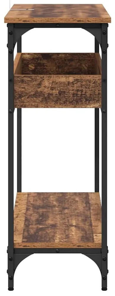vidaXL Τραπέζι κονσόλας με ράφι Παλαιό ξύλο 100 x 29 x 75 εκ.