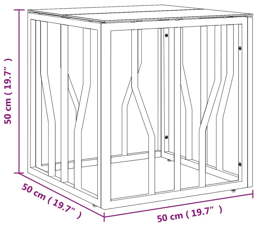 vidaXL Τραπέζι Σαλονιού Χρυσό 50x50x50 εκ. Ανοξείδωτο Ατσάλι και Γυαλί