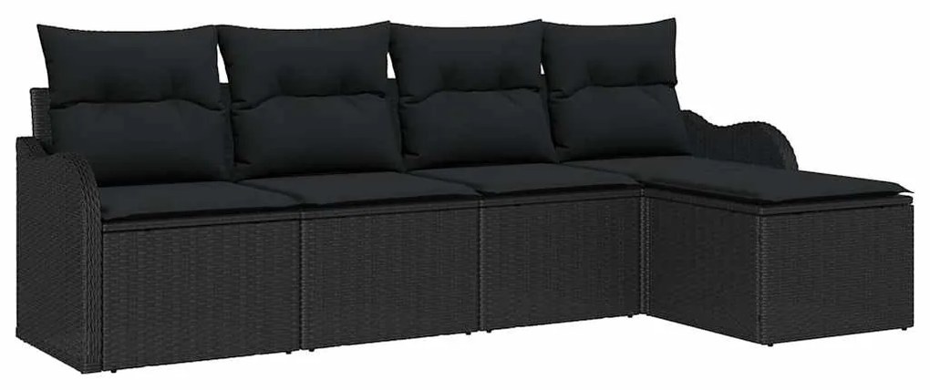 vidaXL Σετ Καναπέ Κήπου με μαξιλάρι 5 pcs Μαύρο Πολυ ράταν