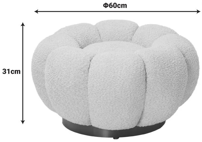 Σκαμπό Nester μπουκλέ ύφασμα σε μπεζ απόχρωση Φ60x31εκ 61x61x32.5 εκ.