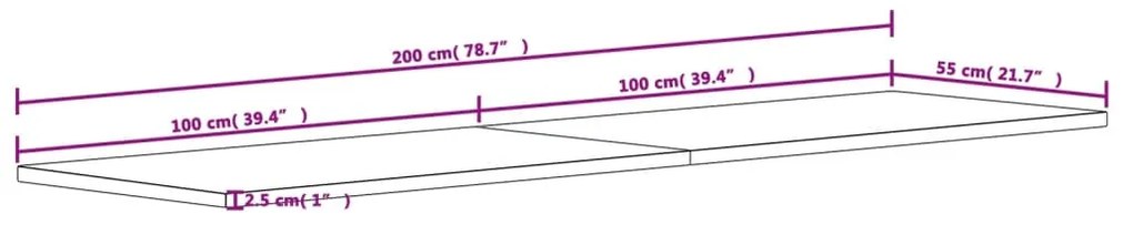 Επιφάνεια Γραφείου 200 x 55 x 2,5 εκ. από Μασίφ Ξύλο Οξιάς 356097
