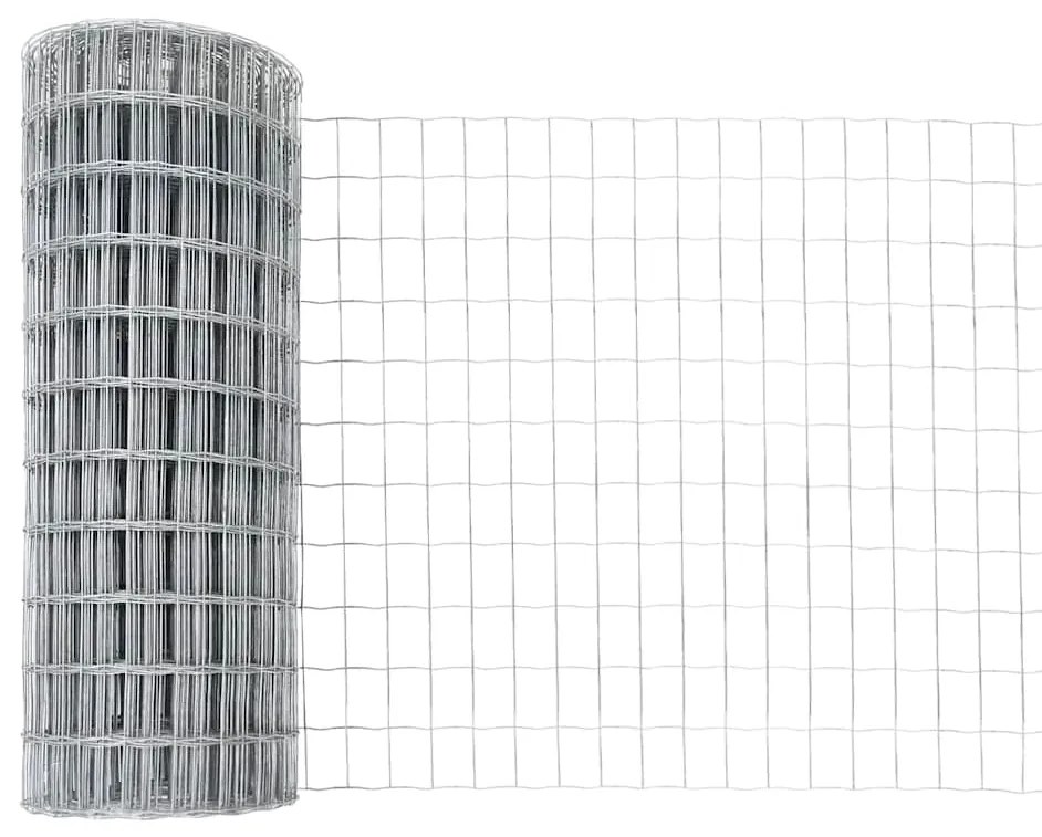 vidaXL Φράχτης με Στήλες. Ασημί 1 x 25 m Ατσάλι