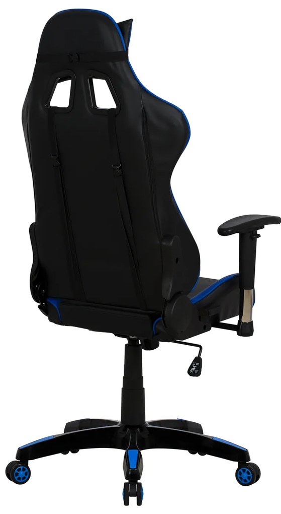 Πολυθρόνα Γραφείου Gaming Zayn Μαύρο-Μπλε Pu 67x70x134 Cm