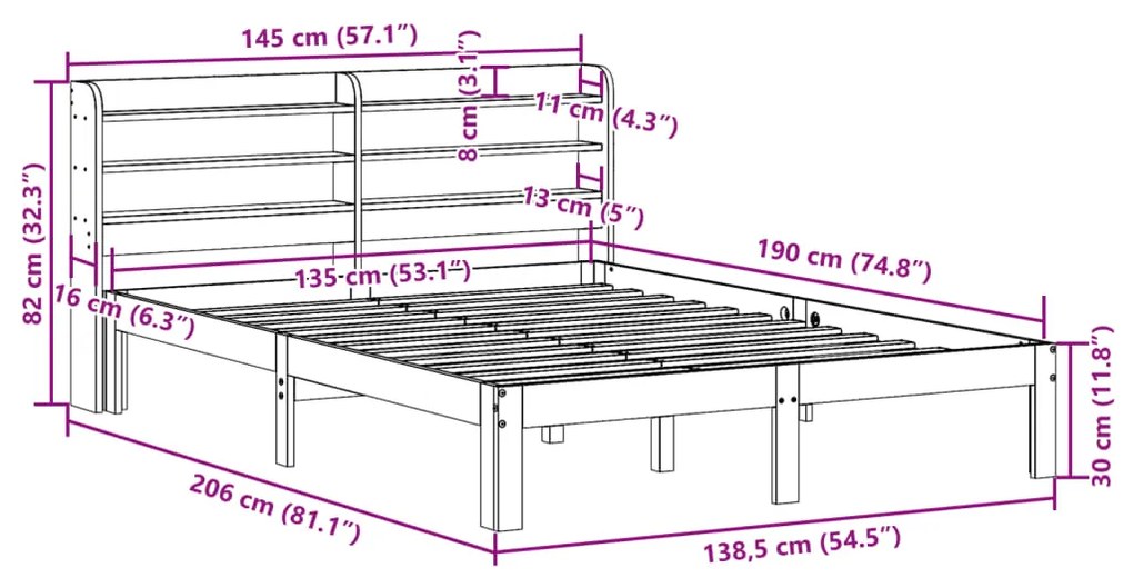 ΣΚΕΛΕΤΟΣ ΚΡΕΒ. ΧΩΡΙΣ ΣΤΡΩΜΑ ΚΑΦΕ ΚΕΡΙΟΥ 135X190 ΕΚ ΜΑΣΙΦ ΠΕΥΚΟ 3306801