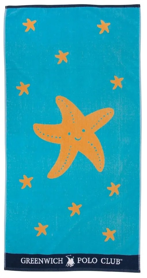 Πετσέτα Θαλάσσης Παιδική 3893 Light Blue-Orange Greenwich Polo Club Θαλάσσης 70x140cm 100% Cotton