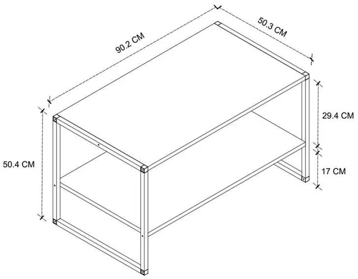 Τραπεζάκι σαλονιού Giza Megapap χρώμα rustic καρυδί 90,2x50,3x50,4εκ.