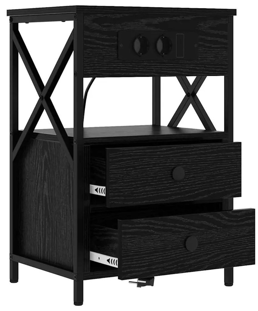 vidaXL Κομοδίνο 2 pcs Μαύρη δρυς 40 x 31 x 60 εκ. Επεξεργασμένο ξύλο