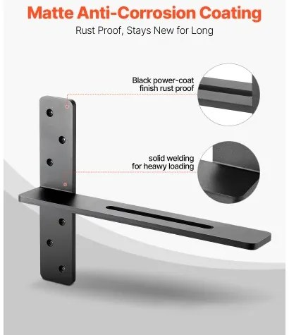 VEVOR 2 Pcs Shelf Brackets 16 inch / 406.4 mm Heavy Duty Floating Shelf Brackets