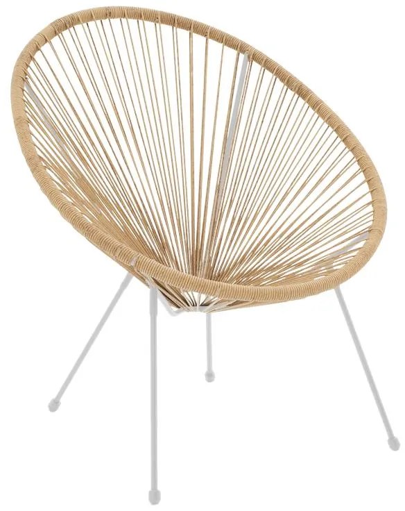 Καρέκλα - Πολυθρόνα κήπου Acapulco λευκό μέταλλο - pe rattan σε φυσική απόχρωση 71x76x85 εκ. 71x78x85 εκ.