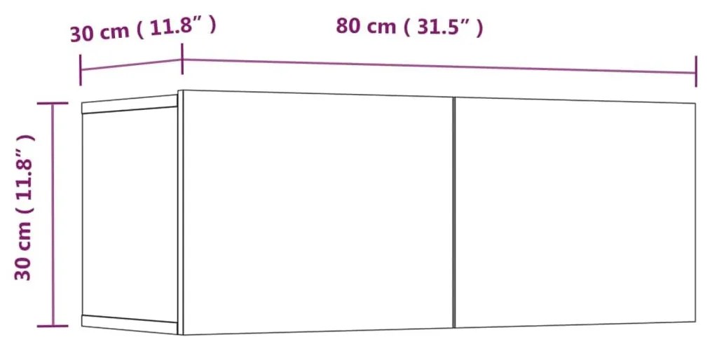 Έπιπλα Τηλεόρασης 2 τεμ. Μαύρα 80x30x30 εκ. Επεξεργασμένο Ξύλο - Μαύρο