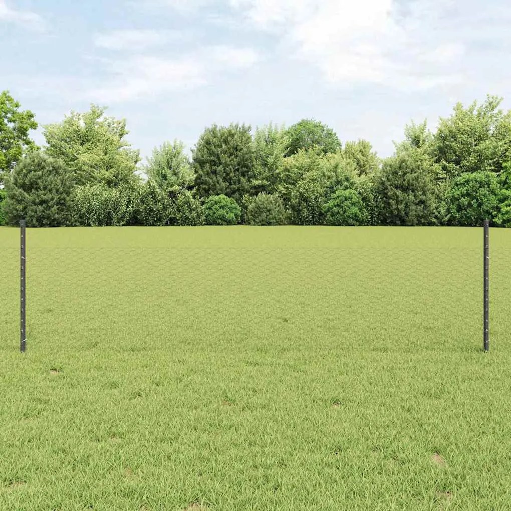 vidaXL Σετ Φράκτη Γκρι 50x2500 cm Μέταλλο