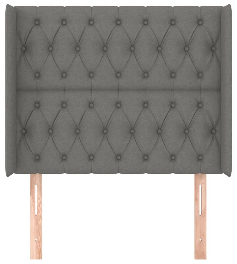Κεφαλάρι με Πτερύγια Σκούρο Γκρι 93x16x118/128 εκ. Υφασμάτινο 3119899