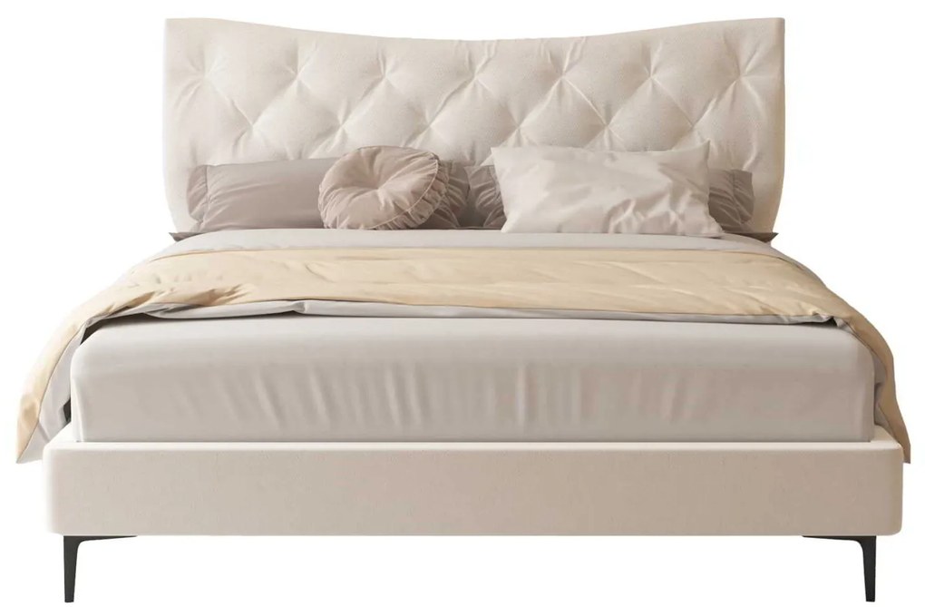 ΚΡΕΒΑΤΙ ΔΙΠΛΟ JILL HM737.03 ΥΦΑΣΜΑ ΣΕ ΜΠΕΖ--ΓΙΑ ΣΤΡΩΜΑ 160x200εκ.