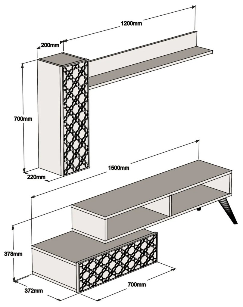 ΣΥΝΘΕΣΗ ΤΗΛΕΟΡΑΣΗΣ ΜΕΛΑΜΙΝΗ ΣΕ ΚΑΡΥΔΙ ΜΕ ΛΕΥΚΟ 150x37.2x37.8Υεκ HM9518.04