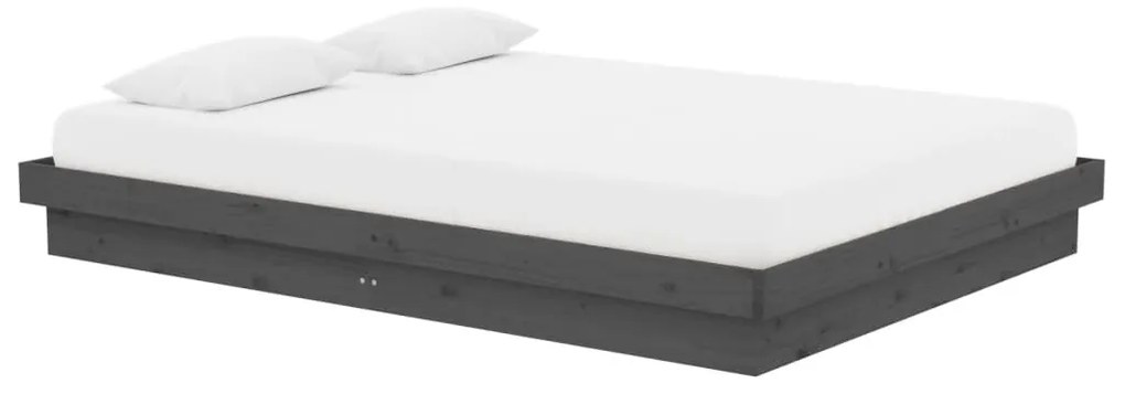 vidaXL Πλαίσιο Κρεβατιού Γκρι 135 x 190 εκ από Ξύλο Πεύκου Double