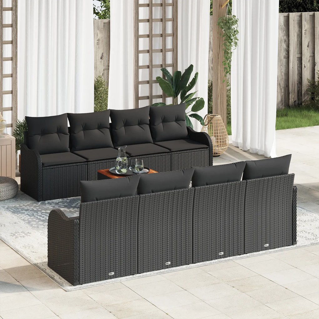 vidaXL Σετ Καναπέ Κήπου 9 pcs Μαύρο Large