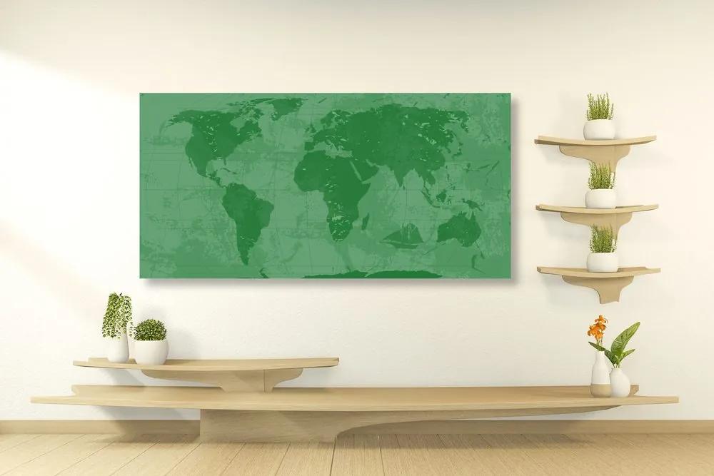 Εικόνα ενός ρουστίκ παγκόσμιου χάρτη από φελλό σε πράσινο - 120x60  color mix