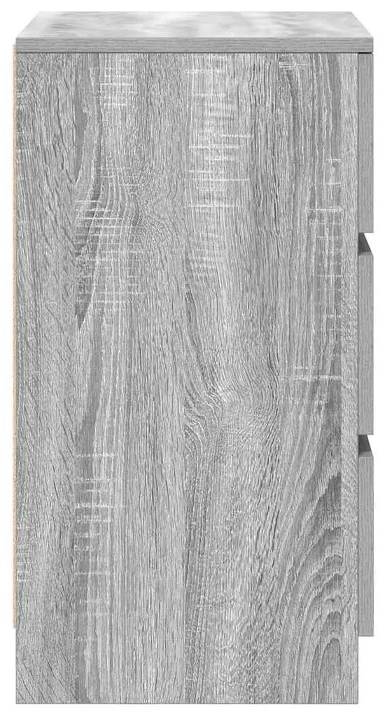 Κομοδίνα με 3 συρτάρια 2 τεμάχια Γκρι Sonoma 39x35x65 εκ. - Γκρι