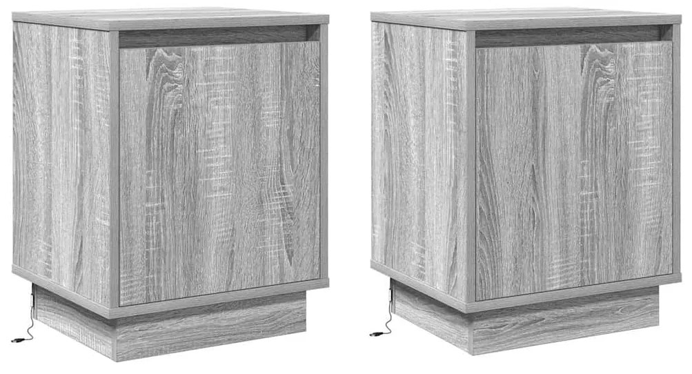 vidaXL Κομοδίνο με 2 pcs Γκρι 39 x 34.5 x 50 εκ. Επεξεργασμένο ξύλο