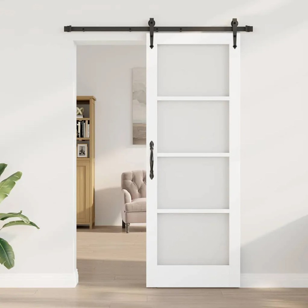 vidaXL Συρόμενη Πόρτα Χειροκίνητος Λευκό 78 x 211 εκ Ξύλο και μέταλλο