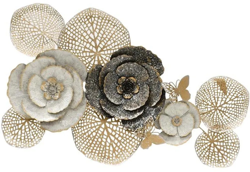 Διακοσμητικό Τοίχου Leafs 161-125-209 161-125-209 89x5x54cm Grey-Gold Μέταλλο