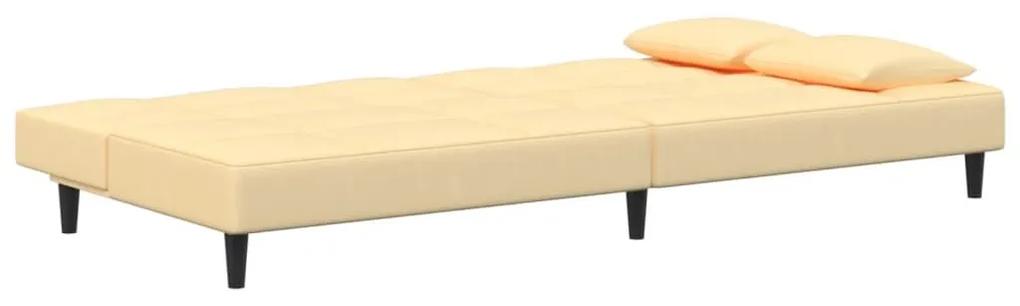 Καναπές Κρεβάτι Διθέσιος Κρεμ Βελούδινος με Δύο Μαξιλάρια - Κρεμ