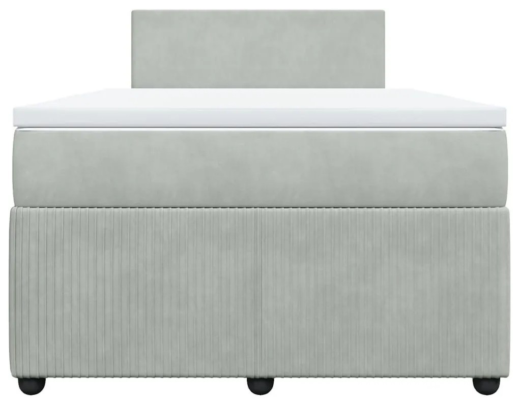 Κρεβάτι Boxspring με Στρώμα Ανοιχτό Γκρι 120x200 εκ. Βελούδινο - Γκρι