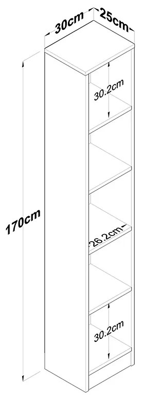 Βιβλιοθήκη Goldie pakoworld φυσικό-λευκό 30x25x170εκ - 182-000063