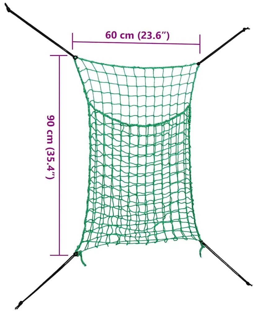 vidaXL Δίχτυα Σανού 2 Τεμ. Ορθογώνια Πράσινα 90 x 60 εκ. από PP