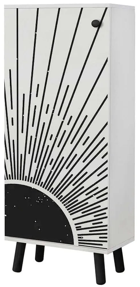 Παπουτσοθήκη Vegas 869VEL8641 50x38x135cm White-Black Μοριοσανίδα,Ξύλο